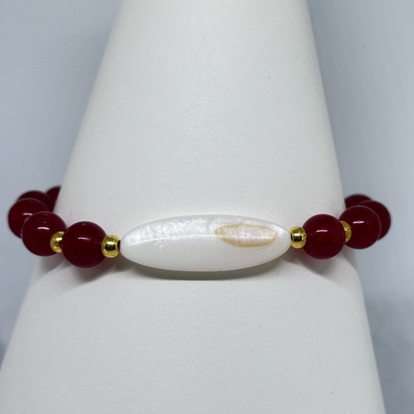Mother of pearl and Agate bracelet handmade - Picture 4 of 6